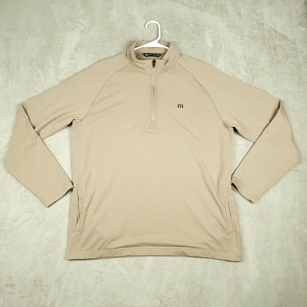 Travis Mathew Pullover Mens Large Beige 1/4 Zip Golf Stretch Performance Top